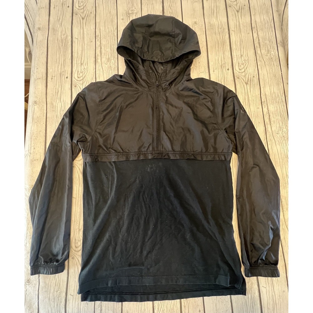 Under Armour Men's 1/4 Zip Black Hooded Fitted Long Sleeve Pullover Size Large